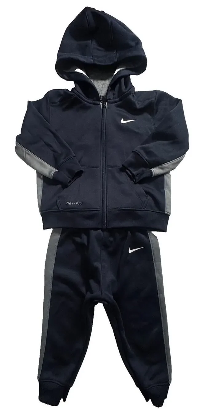 Nike Dri-FIT Toddler 18M Tracksuit Set Navy Full Zip Hoodie Jogger Pants